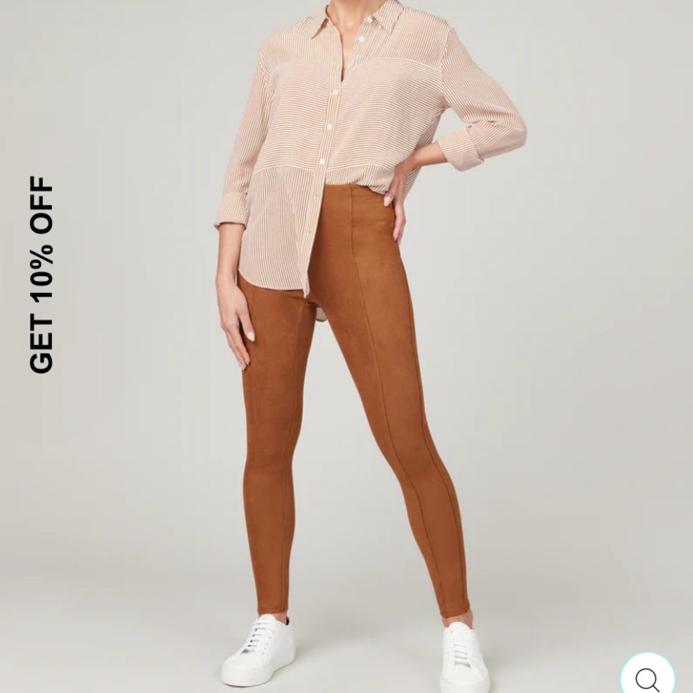 SPANX NWT caramel faux suede leggings petite small